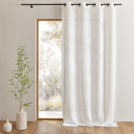 Rideau fils épais et flammés style naturel Blanc 140x260 cm (1/4)