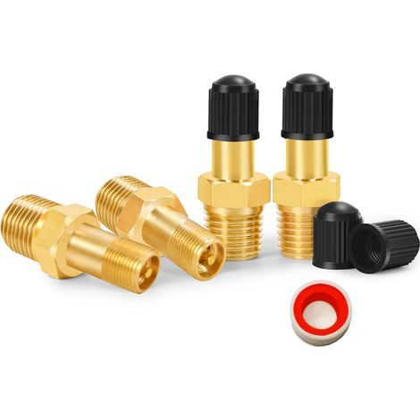Set di 4 valvole per serbatoio, filettatura maschio NPT da 1/8", in ottone resistente alla corrosione, per compressori d'aria. (1/5)