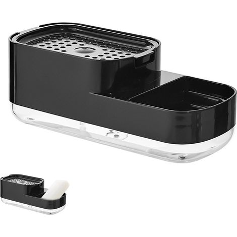 Distributeur De Savon Et Porte-Éponge 2-en-1 - Caddy Transparent 500 Ml - Pompe À Pression Manuelle - Convient Pour Éponges Et Chiffons - 1 Pièce (1/5)