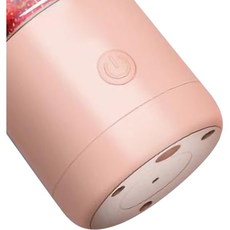 Tragbarer Entsafter, kabelloser, wiederaufladbarer USB-Mixbecher, elektrische Mini-Zitruspresse für Früchte, rosa Grapefruit, Doppelklinge. (1/5)