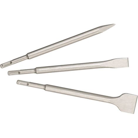 Metabo – Jeu de burins SDS-Plus 3 pièces – 1 burin pointu, 1 burin plat, 1 ébauchoir – Pour béton armé et maçonnerie (1/2)