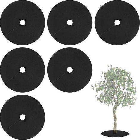 Lot de 6 anneaux de paillage ronds pour arbres,non tissés,tapis de protection contre les mauvaises herbes,tapis de protection contre les mauvaises herbes,protection des racines (1/5)