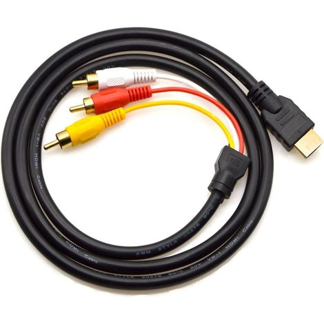Câble HDMI vers RCA 1,5 m (5 pi) - Adaptateur convertisseur audio/vidéo composante AV HDMI mâle vers 3 RCA