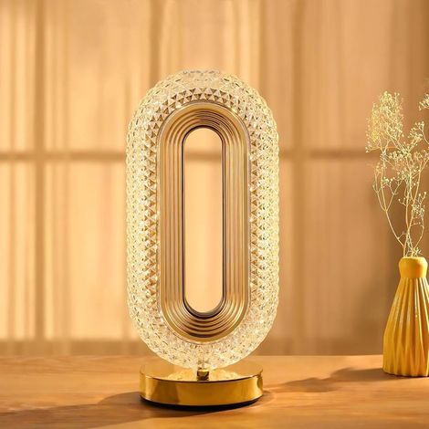 Lampe de table à contrôle tactile, rechargeable par USB, en acrylique, 3 voies, lampe de chevet lune, lampe de bureau LED, lampe de chevet pour chambre à coucher, chambre d'enfant, salon, bureau (1/5)