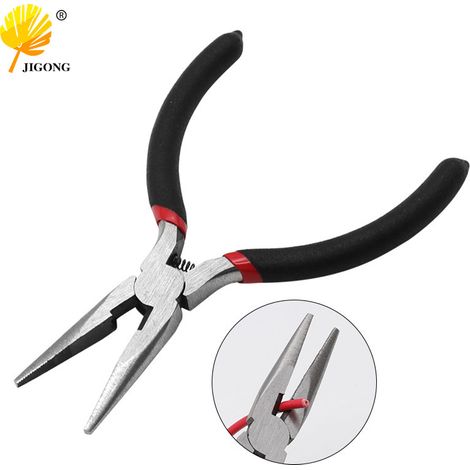 Pince à bec effilé de style américain de 5 pouces, outil d'installation pour électricien avec mâchoires dentelées, antidérapante et résistante à l'usure, mini conception portable à ressort.