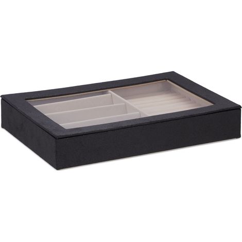 Boîte à bijoux moderne rangement structuré 5 x 30 x 21 cm en polyester crème (1/5)