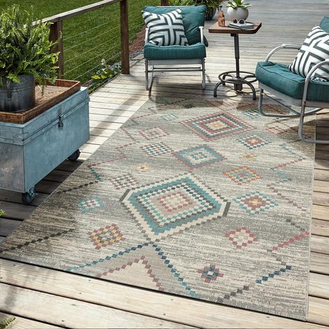 Tapis d'extérieur Robuste, Design Moderne, résistant aux intempéries et aux UV, pour Balcon, terrasse et Jardin d'hiver, mais Aussi pour la Cuisine ou la Salle à Manger, crème, 140 x 200