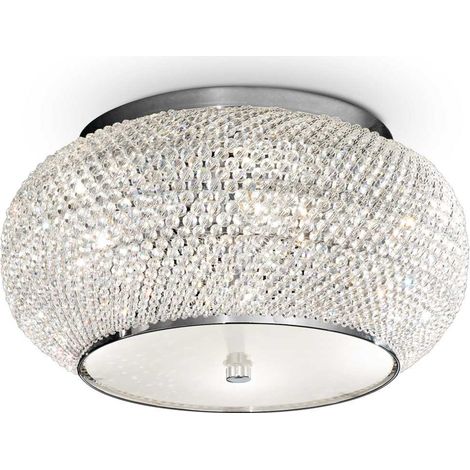 Ideal Lux Pasha' - Plafón de techo de 6 luces Cromado, Cristal, E14