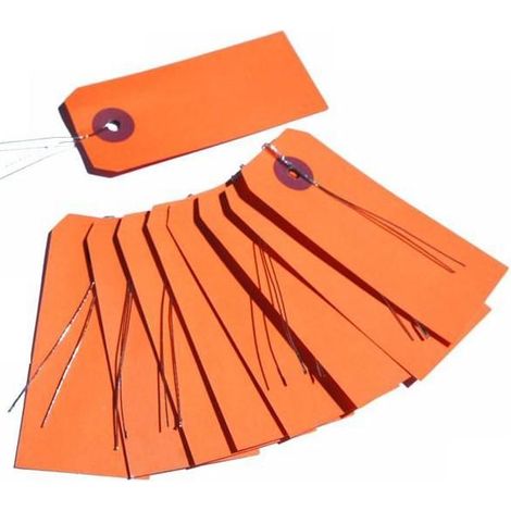 Etiquettes orange avec fil métallique x 10