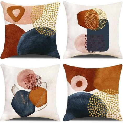 Set of 4 Decorative Cushion Covers Sofa Pillowcase Decoration for Bedroom, Sofa, Chair, Car, Bed, Garden 45 x 45 cm (Abstract The Point) (1/5)