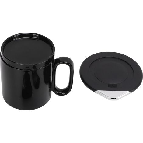 Chauffe-tasse sans fil noir, chargeur téléphone étanche USB, détection automatique, 100-240V prise européenne (1/5)
