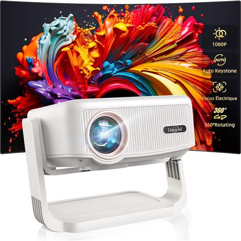 Videoprojecteur, Auto Verticale Keystone/Focus Électrique /360°Rotating, 1080P HD 22000Lux Projecteur Video, avec WiFi6, Bluetooth Retroprojecteur Portable pour Home Cinéma/HDMI/USB (1/5)