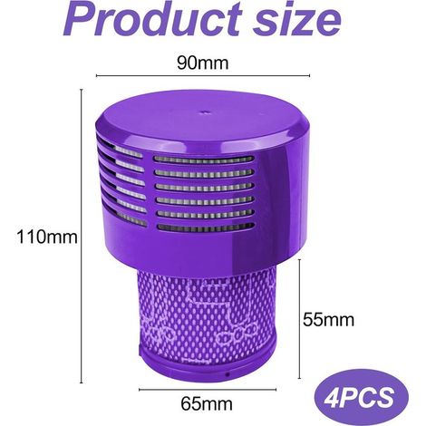 Lot de 2 filtres compatibles avec Dyson V10, filtre d'aspirateur, filtre de rechange, filtre d'origine, cyclones sans fil Animal Absolute Total, pièces de rechange propres pour aspirateur