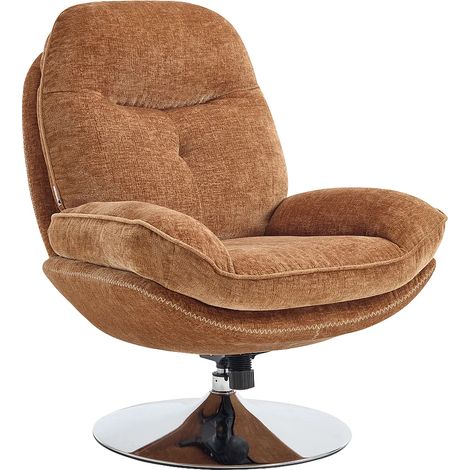 Fauteuil pivotant en tissu texturé jaune moutarde ILMACA (1/5)