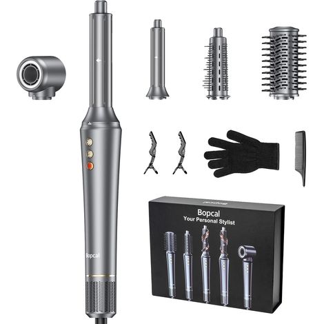 Sèche-cheveux, Outils de coiffage 5-en-1, Moteur haute vitesse, Gris, UE (1/2)