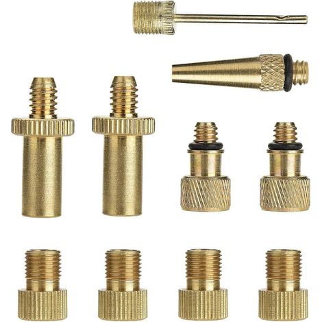 Adaptateurs de valve pour pompe à vélo, lot de 10, raccords SV, AV et DV avec aiguille pour ballon, accessoire de gonflage (1/5)