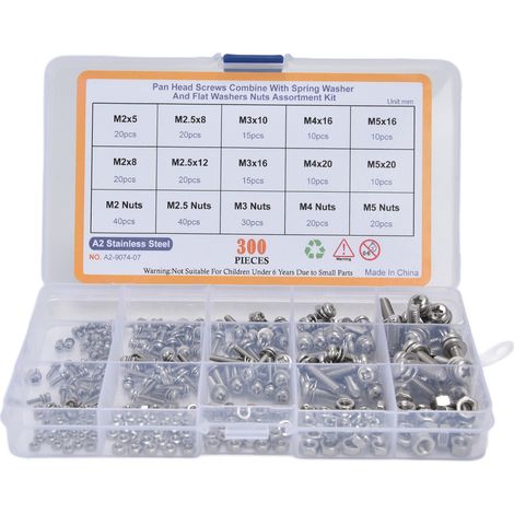 Kit de 300 vis rondelles écrous inox 304 tête fraisée cruciforme pour professionnels (1/5)