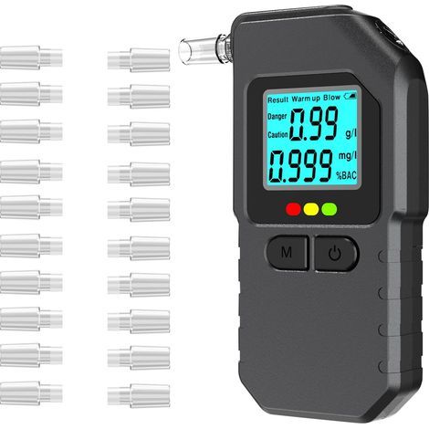 Ethylotest Electronique, Etiloteste Electronique Écran LCD, Portable Alcotest avec Mémoire Affichage Numérique avec 20 Embouts pour Usage Test Person Professionnel Domicile (1/5)