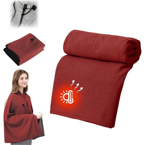 Couverture chauffante - 150 x 80 cm - Couverture chauffante rechargeable - Rouge (1/5)