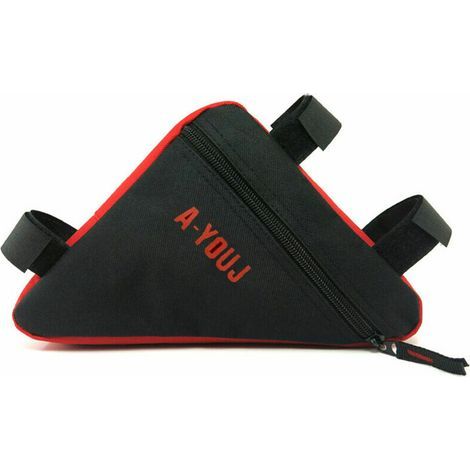 Bolsa triangular para bicicleta, bolsa deportiva, bolsa de almacenamiento para exteriores, bolsa para el tubo superior de la bicicleta de montaña, roja. (1/5)