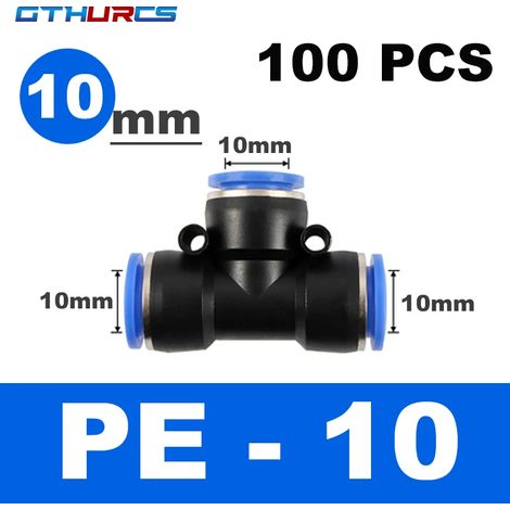 Raccord pneumatique en T 3 voies (PE 10 mm) pour connecteur pneumatique Quick Air. (1/5)