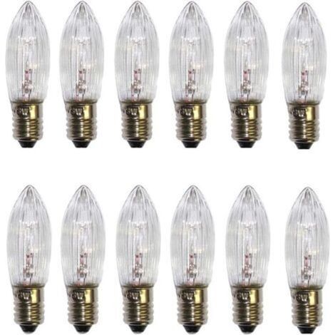 Lot de 12 ampoules de rechange E10 - Blanc chaud - 34 V - 3 W - Pour chandelier - Guirlande lumineuse - Bougie pointue - 2700 K [Classe énergétique G] (1/4)