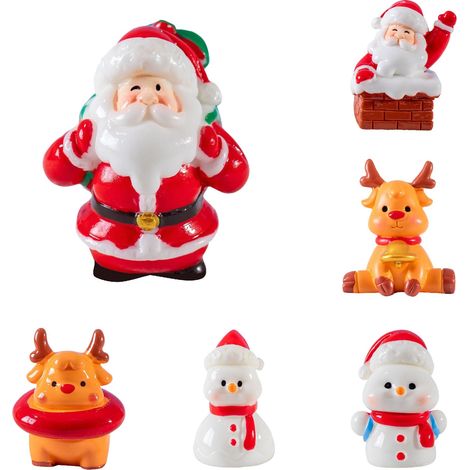 Figurine Santa - Résine - Décoration De Noël Pour Arbre À Cadre Table Et Intérieur - 6 Pièces