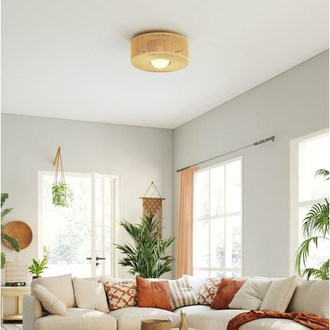 Runder Boho-Deckenleuchter Ø30 x 16 cm mit G9-LED-Fassung, Lampenschirm aus Hanfseil OKMYHOME (1/5)