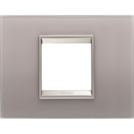 PLAQUE LUX RECT. 2P VERRE GRIS PERLÉ GEWISS GW16202GP