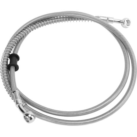 Tuyau de frein moto Bizaical, 150 cm, argenté, en acier et PVC, flexible et résistant pour système de freinage. (1/5)