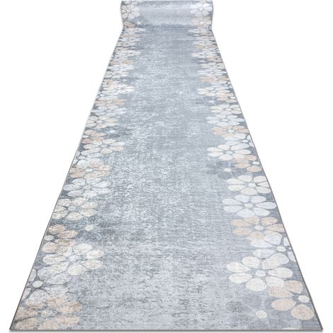 Alfombra de pasillo con refuerzo de goma LOTUS MARGARETKA 60960 Flores gris lavable  60 cm grey 60x170 cm (1/5)