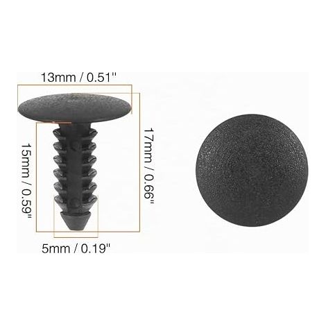X AUTOHAUX Rivets Plastique Noirs Diamètre 5mm Voiture Fixation (1/4)
