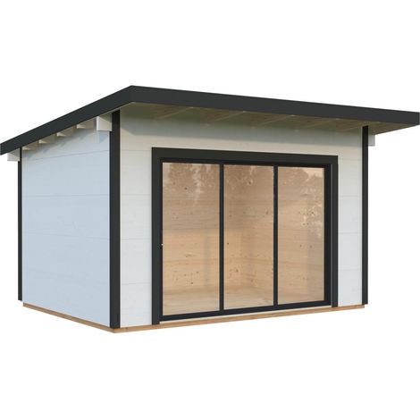 Abri de jardin en bois Grace 11,2 m2 Peint blanc + anthracite (1/5)