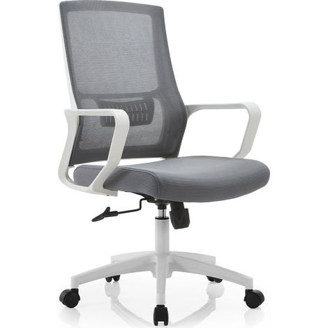 Sedia Ufficio Grigio con Struttura Bianca Poltrona da Scrivania Studio Cameretta