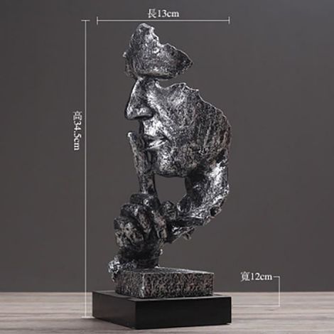 Statue - Sculpture Résine Personnage Abstrait Rétro - Décoration Bureau Maison - 34 x 13 x 12 cm - 1 Pièce (1/2)