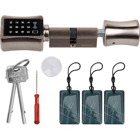 Serrure connectée Bluetooth Serrure intelligente cylindre anti-vol zinc alliage ouverture par code carte APP clé pour portes bois verre sécurité (1/5)