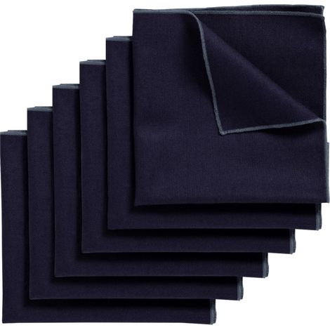 Lot 6 serviettes de table lin, coton bleu 41 x 41 cm - CONSTELLA 9383