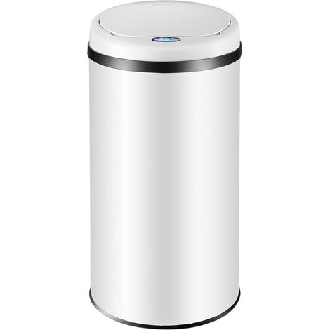 Poubelle automatique acier inoxydable 50L capteur mouvement imperméable sans contact affichage LED câble USB poubelle de cuisine blanc (1/5)