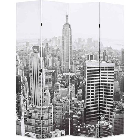 Cloison de séparation pliable-Paravent-Séparateur de pièce 160x170 cm New York Noir et blanc (1/5)