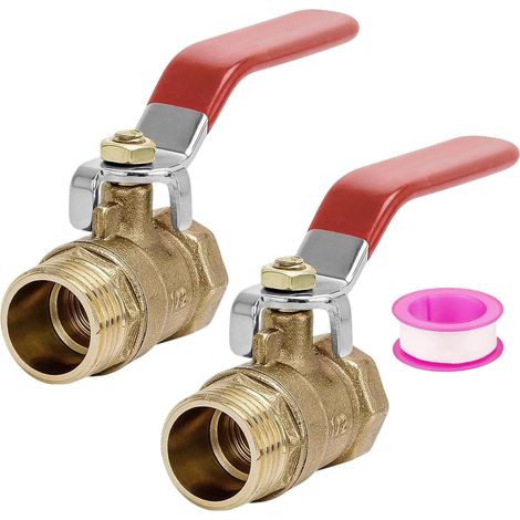 2 Pièces Vanne 1/2 avec Ruban d'étanchéité Mini Vanne Arret (1/5)