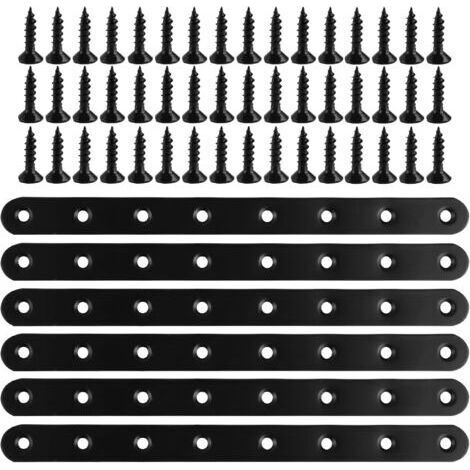 6 Pcs Plaque Perforée Noire Connecteurs plats Support de Plaque Perforée 244 x 20 x 3mm Plaque Fixation Metal Équerre Plate de Fixation Équerres Plates Support pour la Fixation de Meubles (1/5)