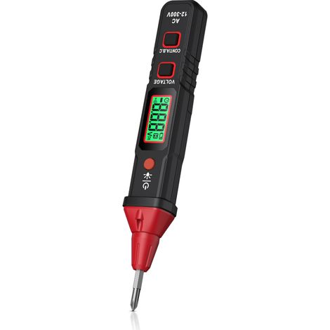 Stylo détecteur de tension, testeur d'électricité 12300 V CA, détecteur de tension sans contact (NCV), mesure de séquence de phase, lampe torche et écran LCD. (1/2)