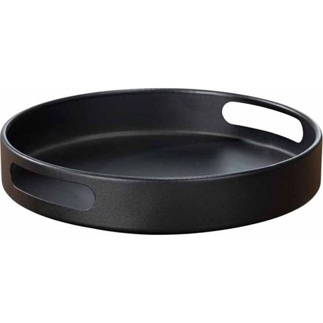 Plateau tournant épices 30 cm en métal – Lazy Susan 360° rotatif antidérapant. organisateur de cuisine. réfrigérateur et salle de bain – Support d’épices. huiles et cosmétiques (Noir) (1/5)