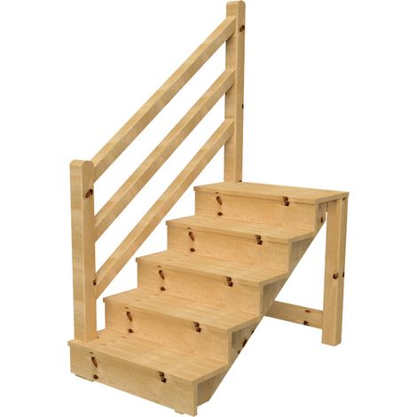 Außentreppe VENEZIA mit Treppengeländer links, 5 Stufen, H88cm B120cm, mit Setzstufen