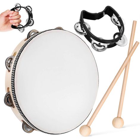 jeu de tambourin avec mailloches - Instrument de musique - Tambourin pour adultes