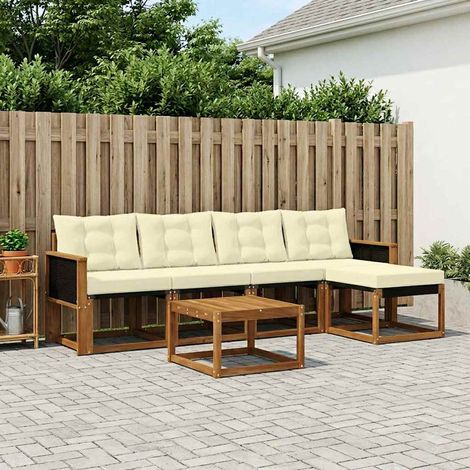 vidaXL Outdoor-Sofagarnitur 6 Stk. Natur und Creme (1/5)