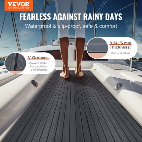 Revêtement de sol pour bateau en mousse EVA 2400 x 600 mm, plancher de revêtement de sol autocollant antidérapant, 14 400 cm², tapis marin pour bateaux, yachts, pontons, terrasses de kayak (1/5)