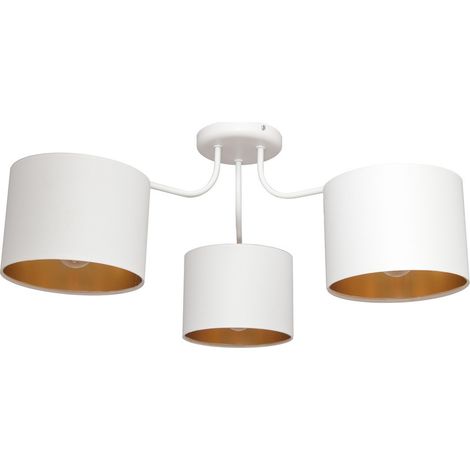 Helam ALBA Plafonnier Semi-Encastré à Bras Multiples Blanc, Or 65cm