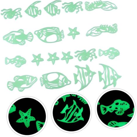 Lot de 4 stickers muraux lumineux poissons tropicaux (1/5)