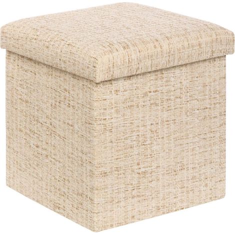Pouf coffre pliable "Olma" polyester avec effet matière naturelle Atmosphera
